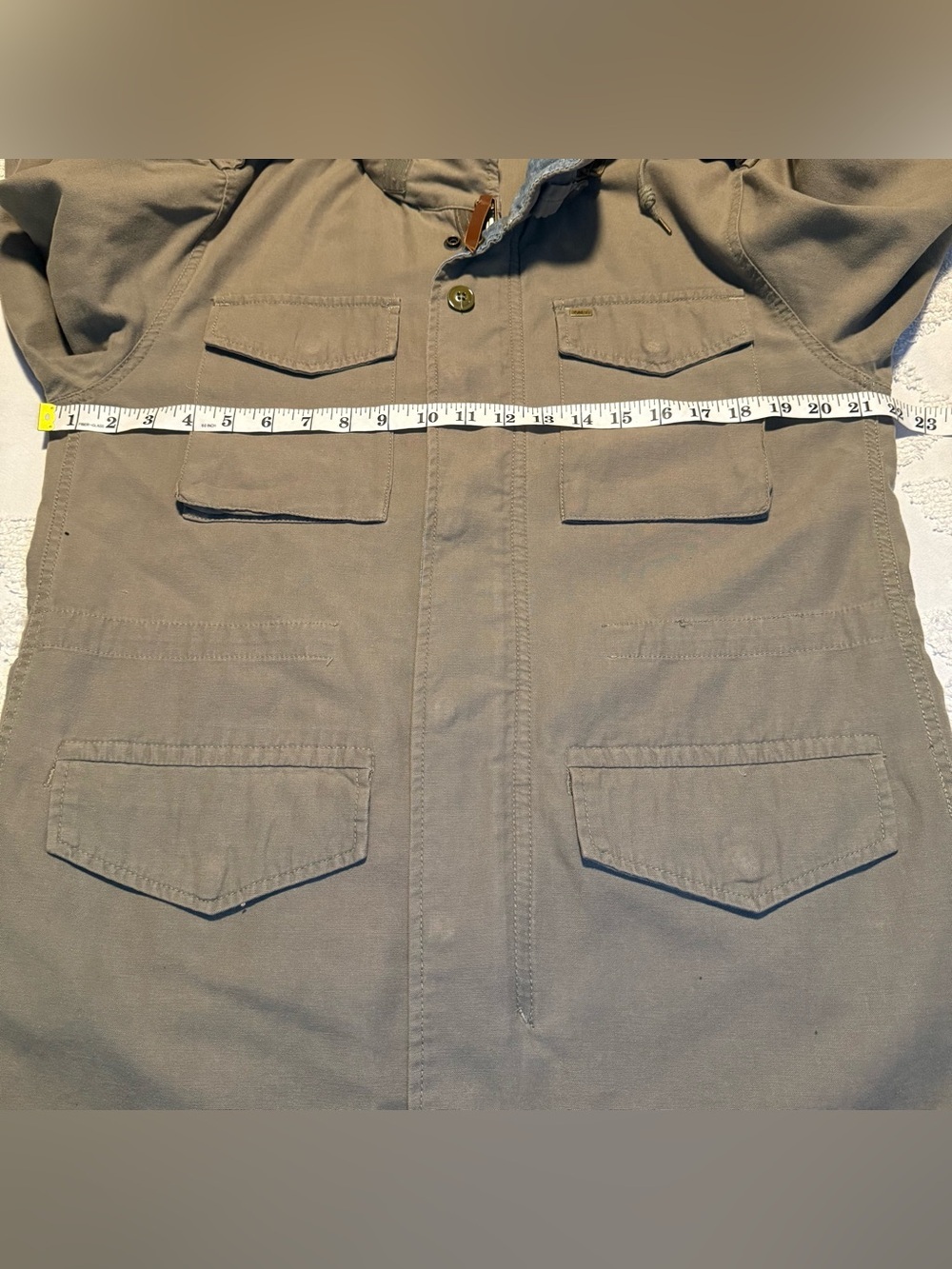 Obey Men's Military Field Jacket in Olive with Light Blue Lining - Picture 9 of 11